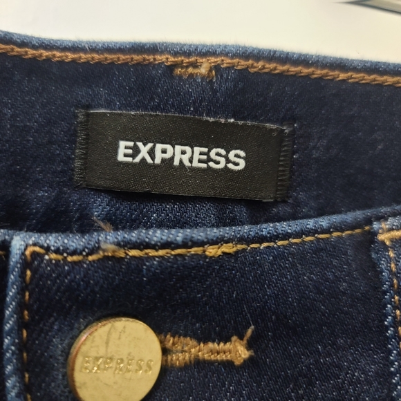 Express 70s Flare Denim Jeans Sz 4L Dark Blue - Picture 3 of 7